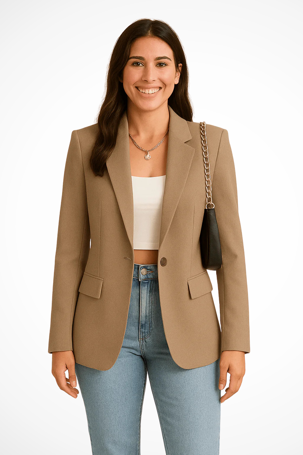 Siopie Women's Tailored Blazer Jacket in Khaki