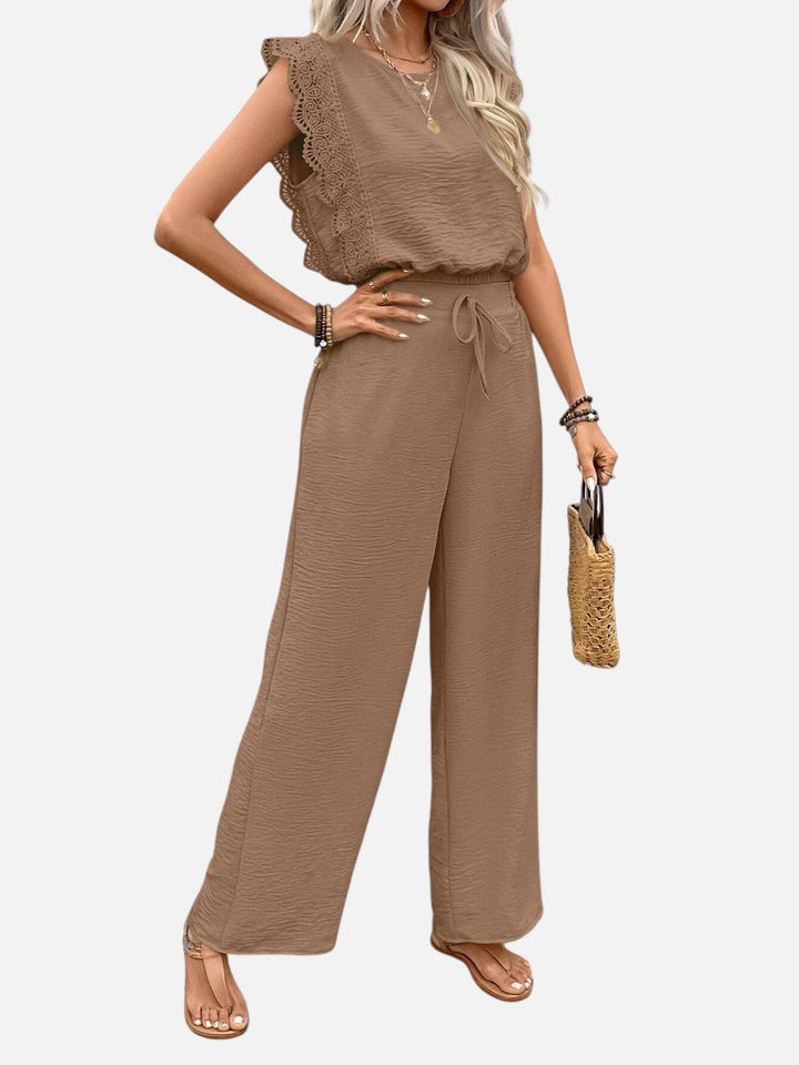 Women's Casual Relaxed Top and Wide Leg Trousers Set