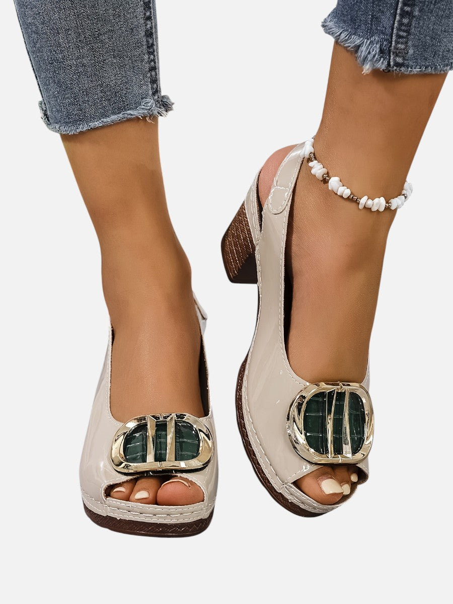Women's Stylish Glossy Leather Strap Heels