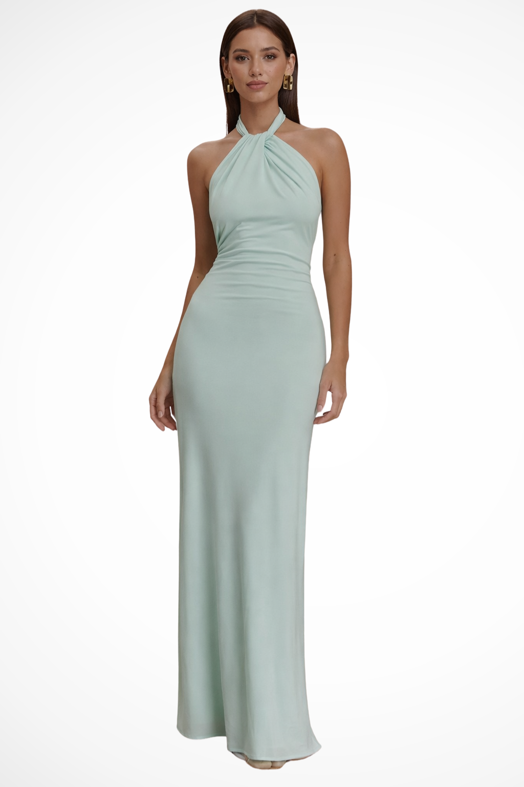Womens Maxi Dress Halter Neck Bodycon Fit - Clovrio