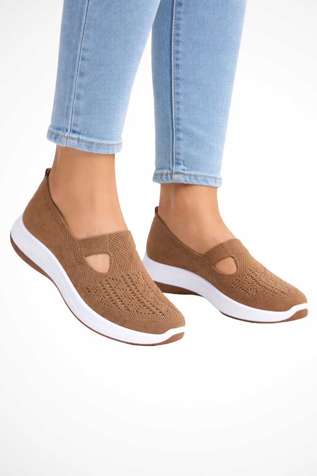 Siopie Women's Slip On Casual Trainers in Brown