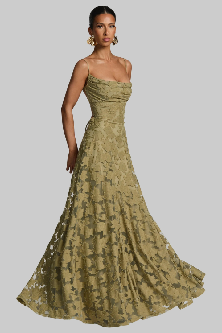 Womens Maxi Dress Brocade Floral Cami Style