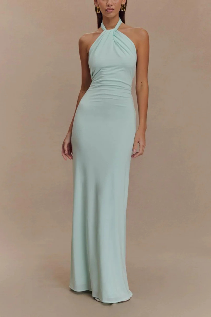 Siopie Women's Halter Neck Bodycon Maxi Dress