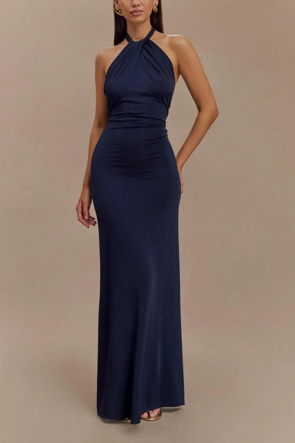 Siopie Women's Halter Neck Bodycon Maxi Dress