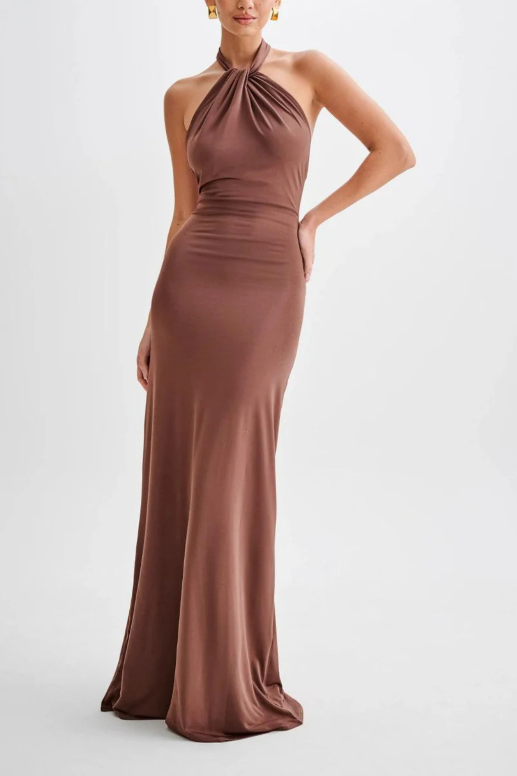 Siopie Women's Halter Neck Bodycon Maxi Dress