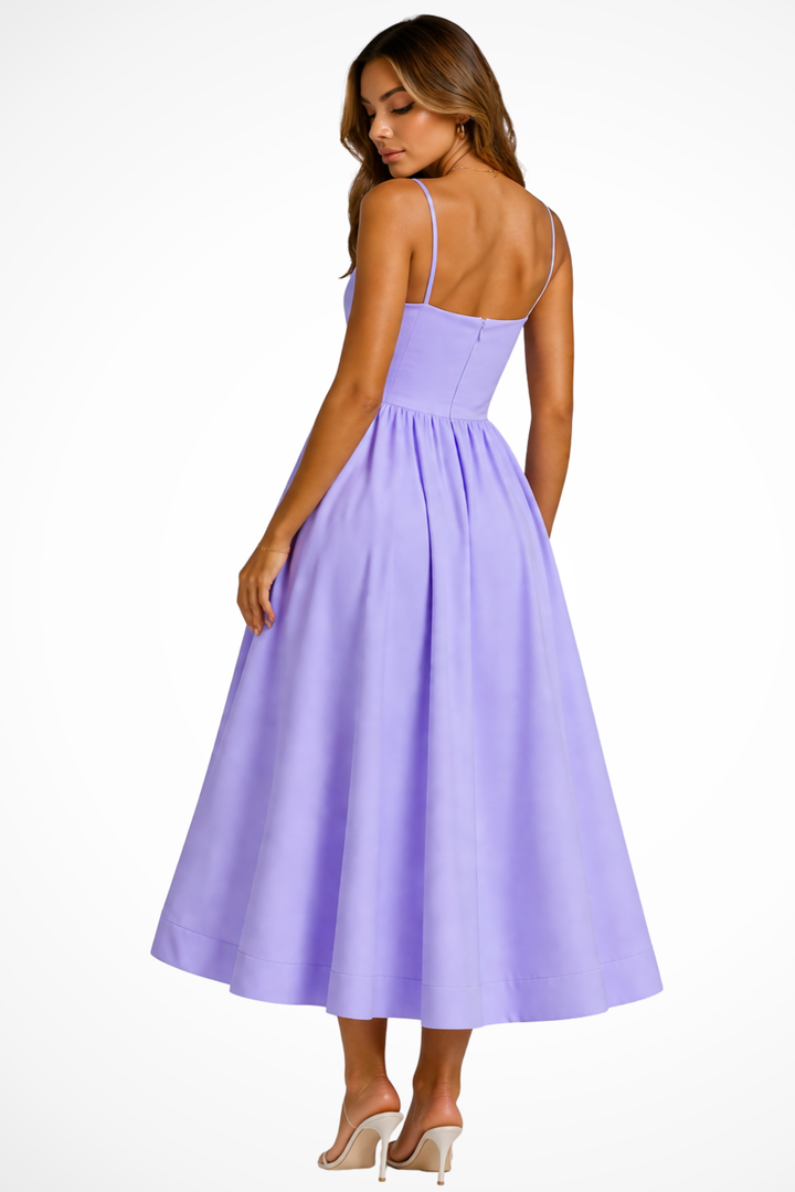 Women's Square Neck Flared Cami Midi Dress – Siopie