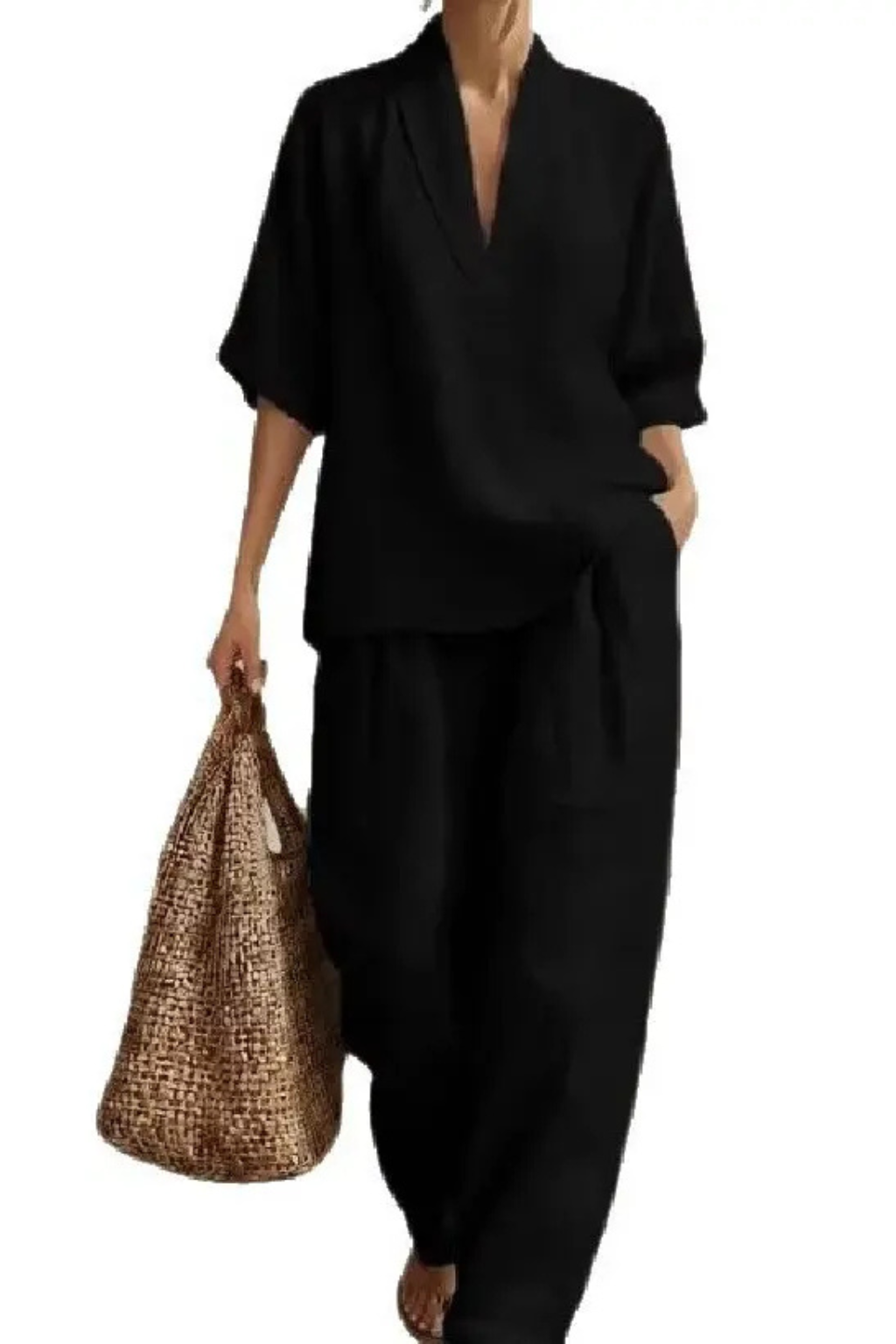 Siopie Women's Linen Wide Leg Co-Ord Set