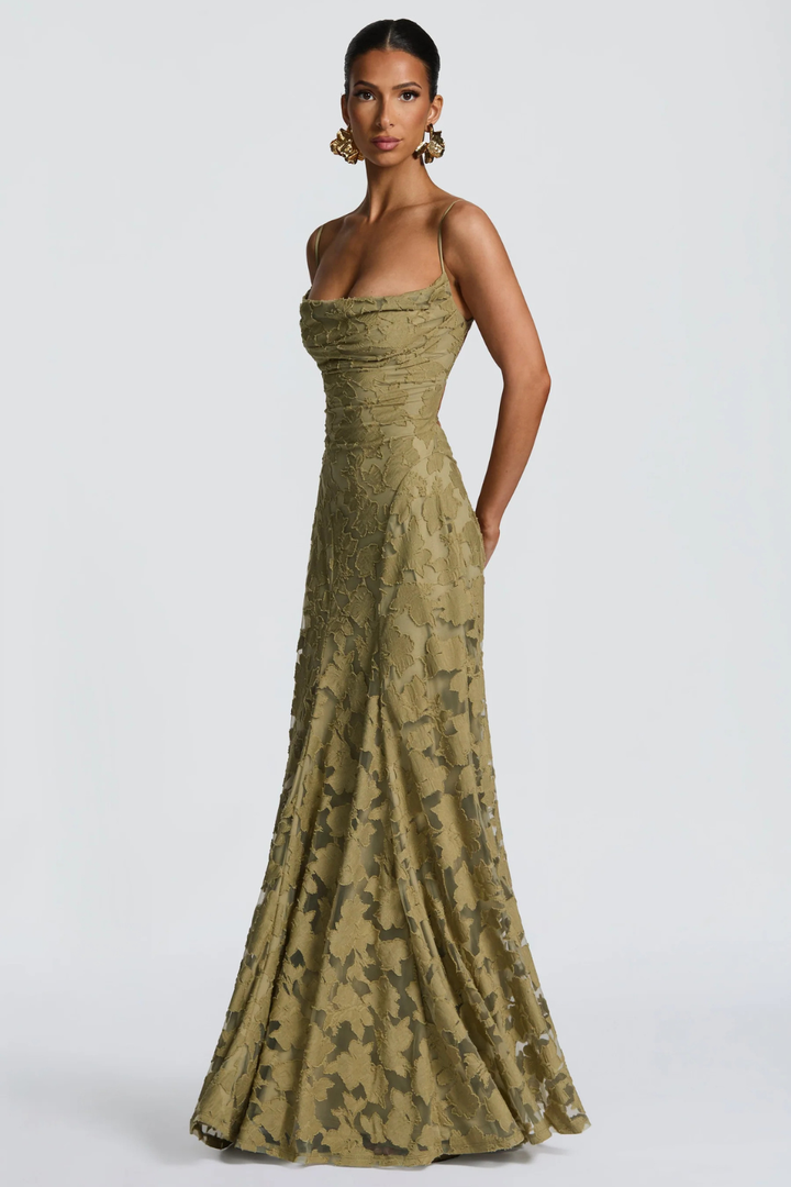 Womens Maxi Dress Brocade Floral Cami Style