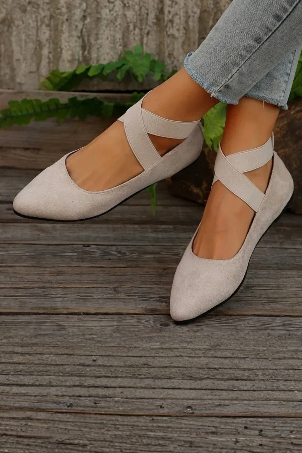 Siopie Women's Pointed Toe Ankle Strap Ballet Flats