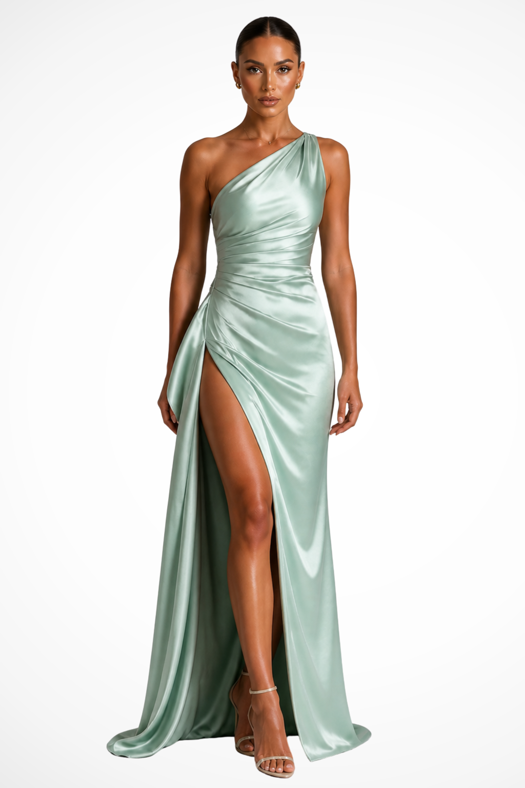 Womens Maxi Dress One Shoulder Side Slit