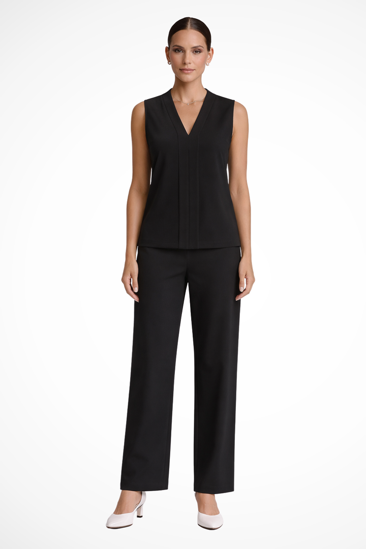 Siopie Women's Sleeveless V Neck Blouse in Black