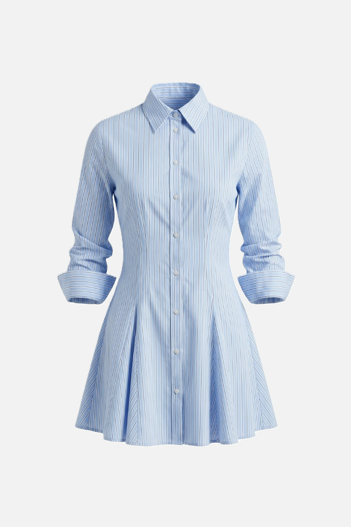 Womens Shirt Dress Pleated Mini Button-Down Regular Fit