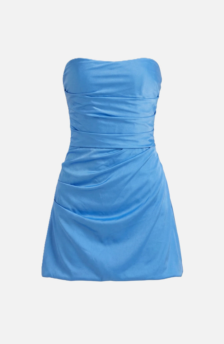 Womens Strapless Party Dress Ruched Draped Asymmetric Hem