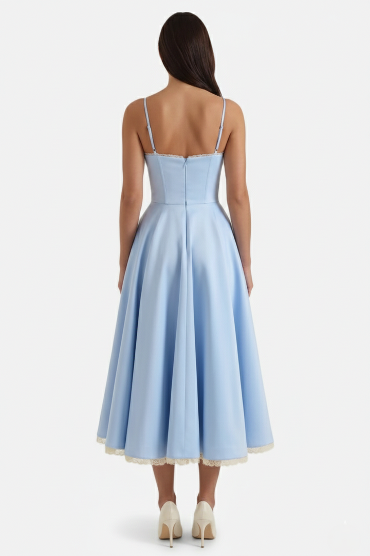 Womens Midi Dress Bustier Sweetheart Neckline Full Circle Tulle Hem