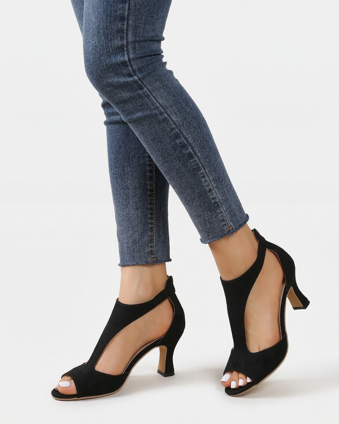 Womens Peep Toe Heel Sandals Cutout Design
