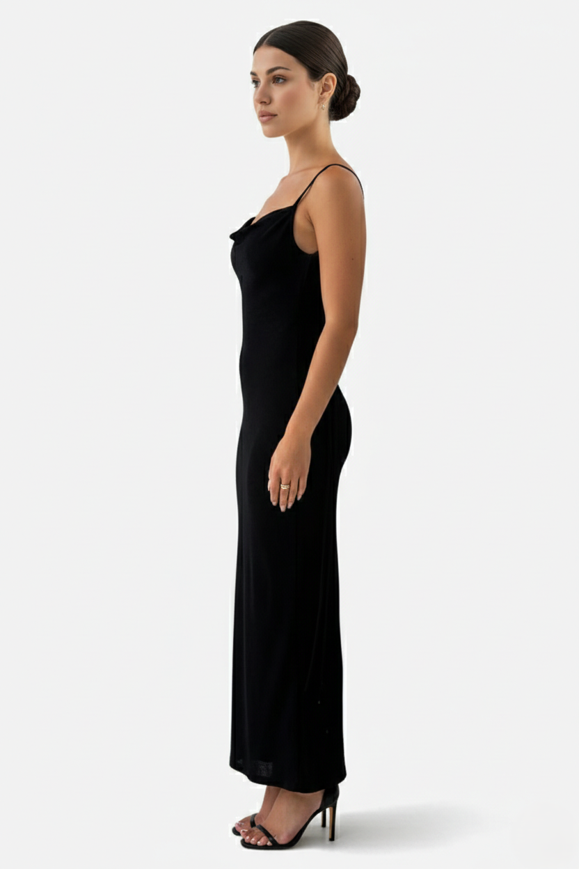 Womens Maxi Dress Spaghetti Strap Backless Tie Back