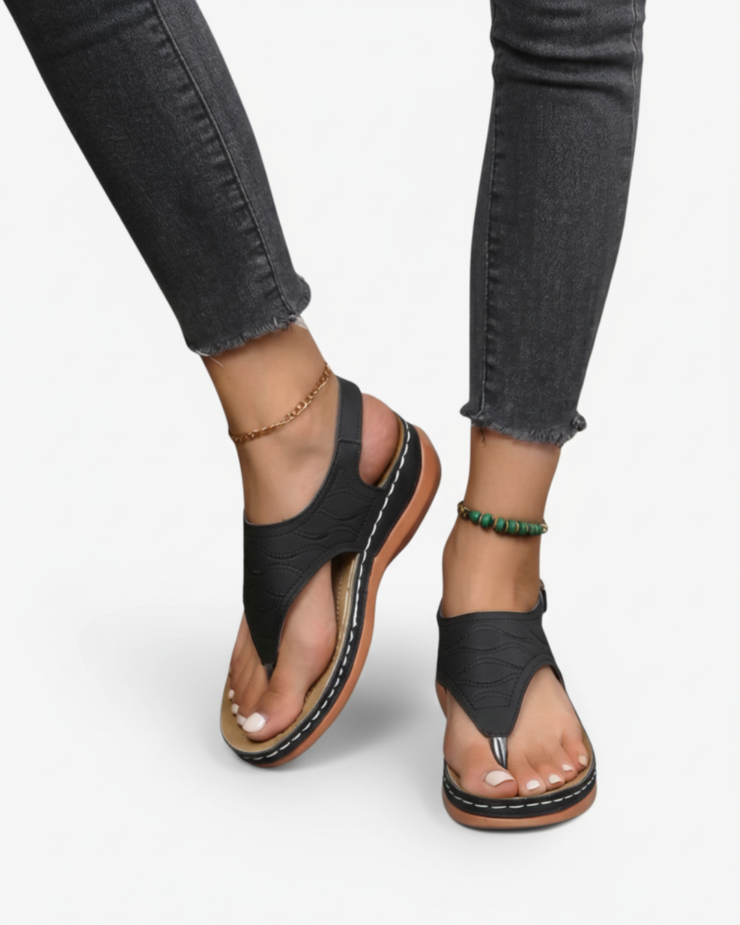 Womens Thong Sandals with Ankle Strap Casual Summer - Clovrio