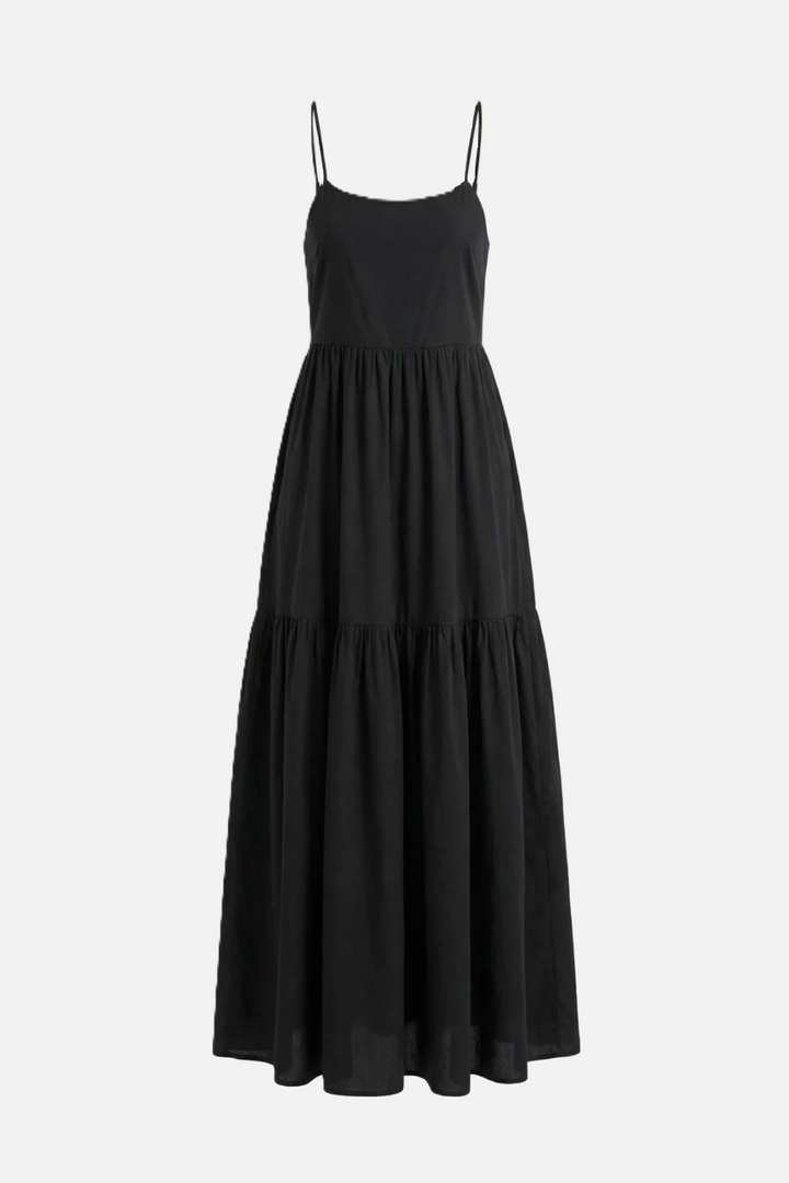 Womens Maxi Dress Tiered Open Back Spaghetti Straps