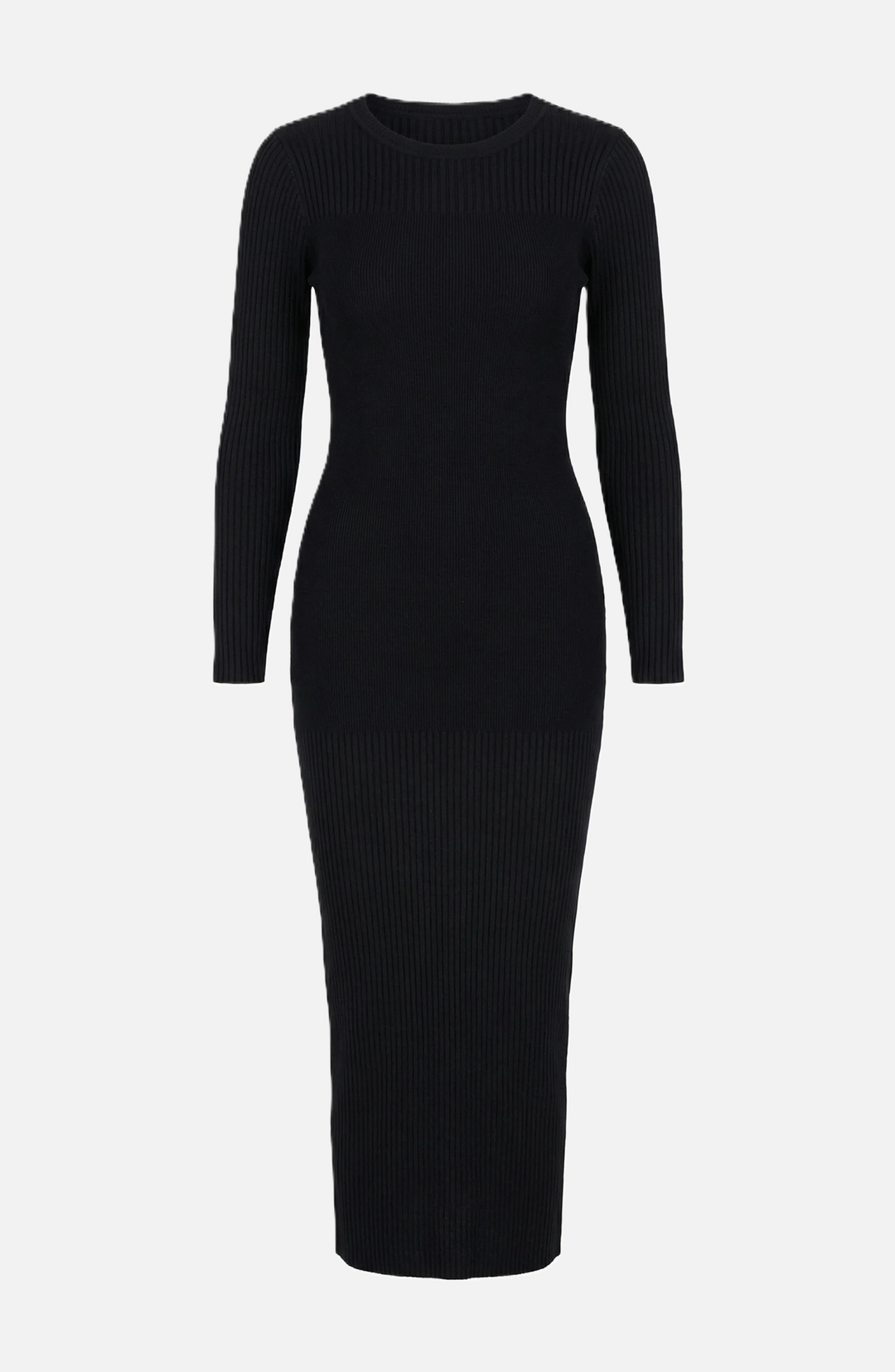 Womens Bodycon Midi Dress Ribbed Knit Long Sleeve Crew Neck