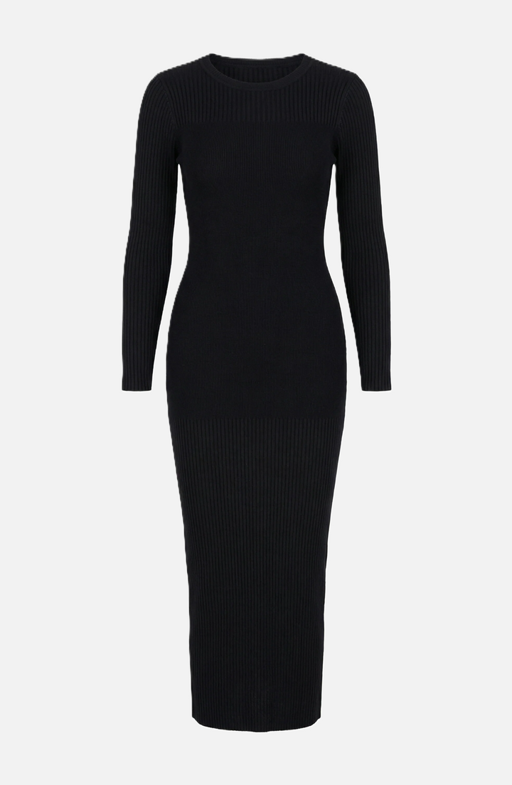 Womens Bodycon Midi Dress Ribbed Knit Long Sleeve Crew Neck