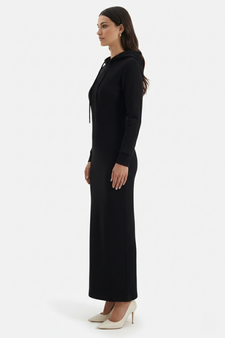 Womens Hooded Bodycon Maxi Dress Long Sleeve Casual