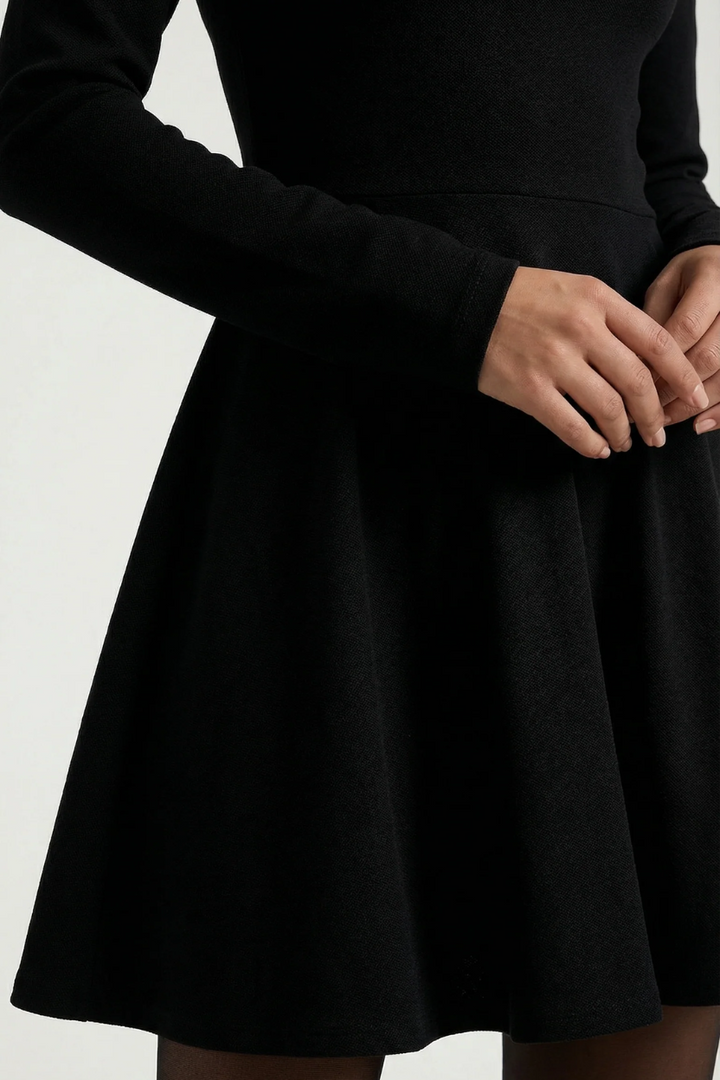 Womens Knitted Skater Dress Long Sleeve Fit and Flare