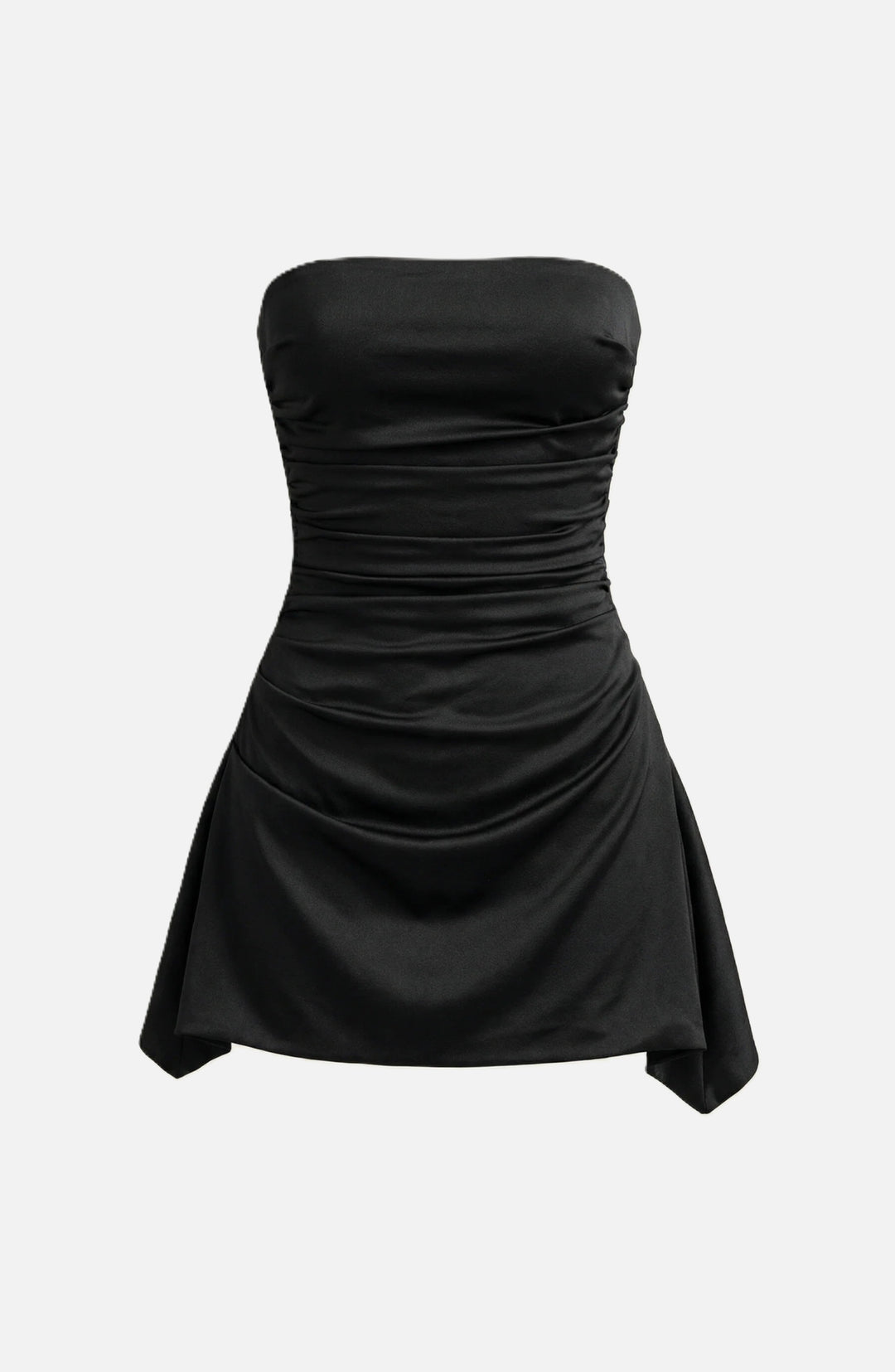 Womens Strapless Party Dress Ruched Draped Asymmetric Hem