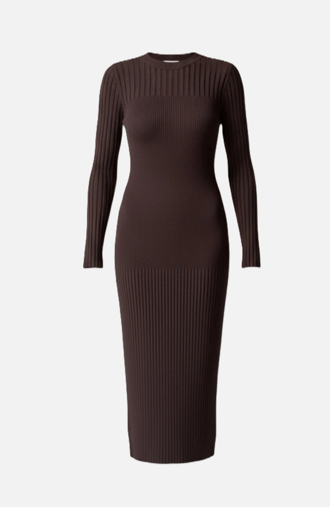 Womens Bodycon Midi Dress Ribbed Knit Long Sleeve Crew Neck