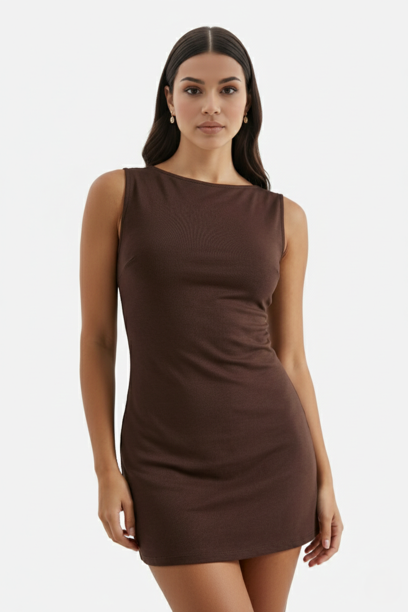 Womens Bodycon Mini Dress Ribbed Knit Sleeveless Stretch