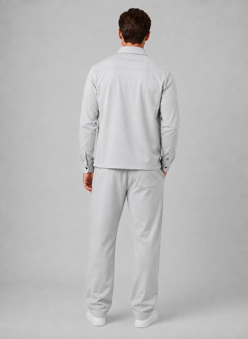 Men's Casual Cotton Blend Relaxed Fit Overshirt and Trousers Set