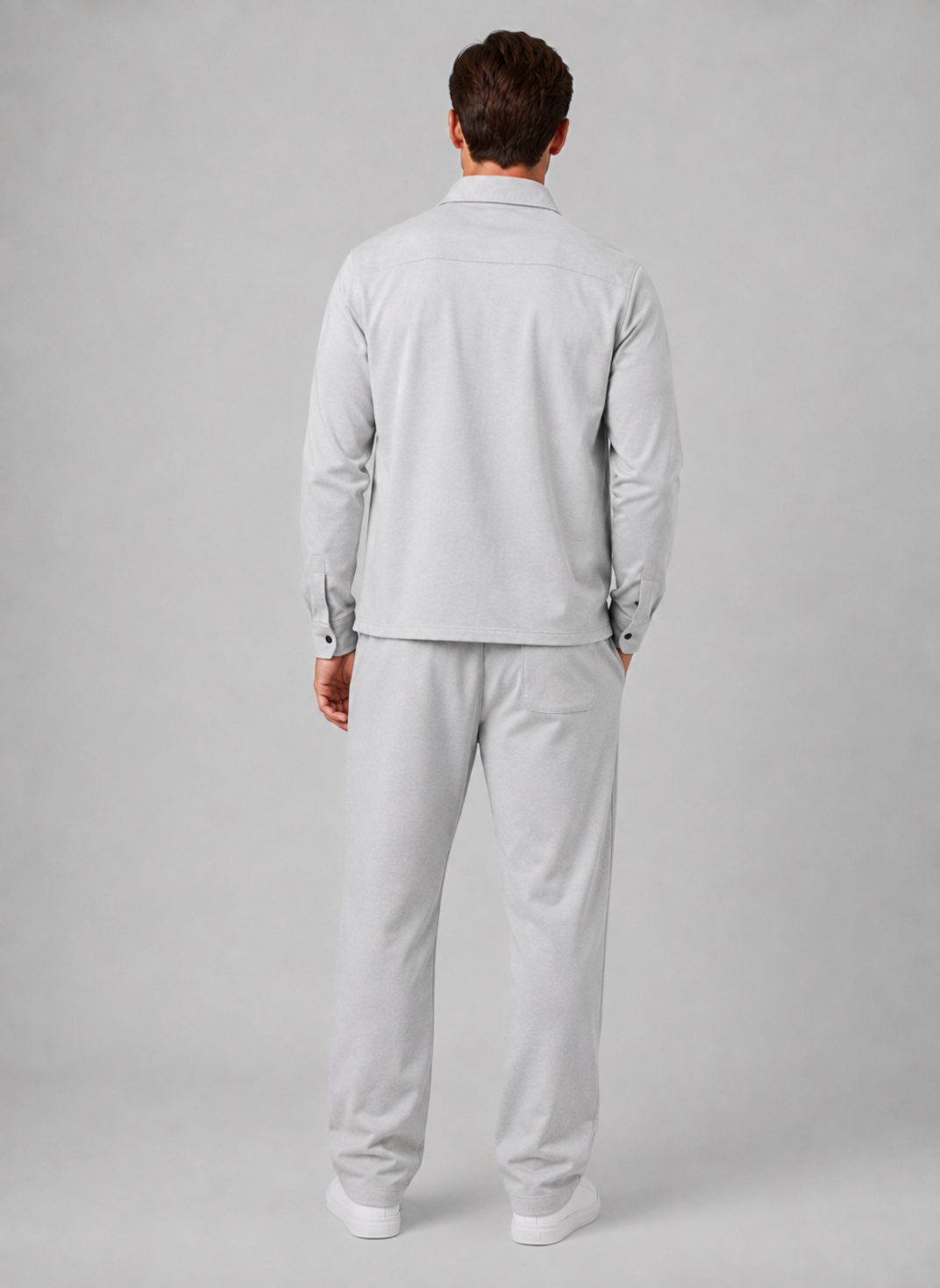 Men's Casual Cotton Blend Relaxed Fit Overshirt and Trousers Set