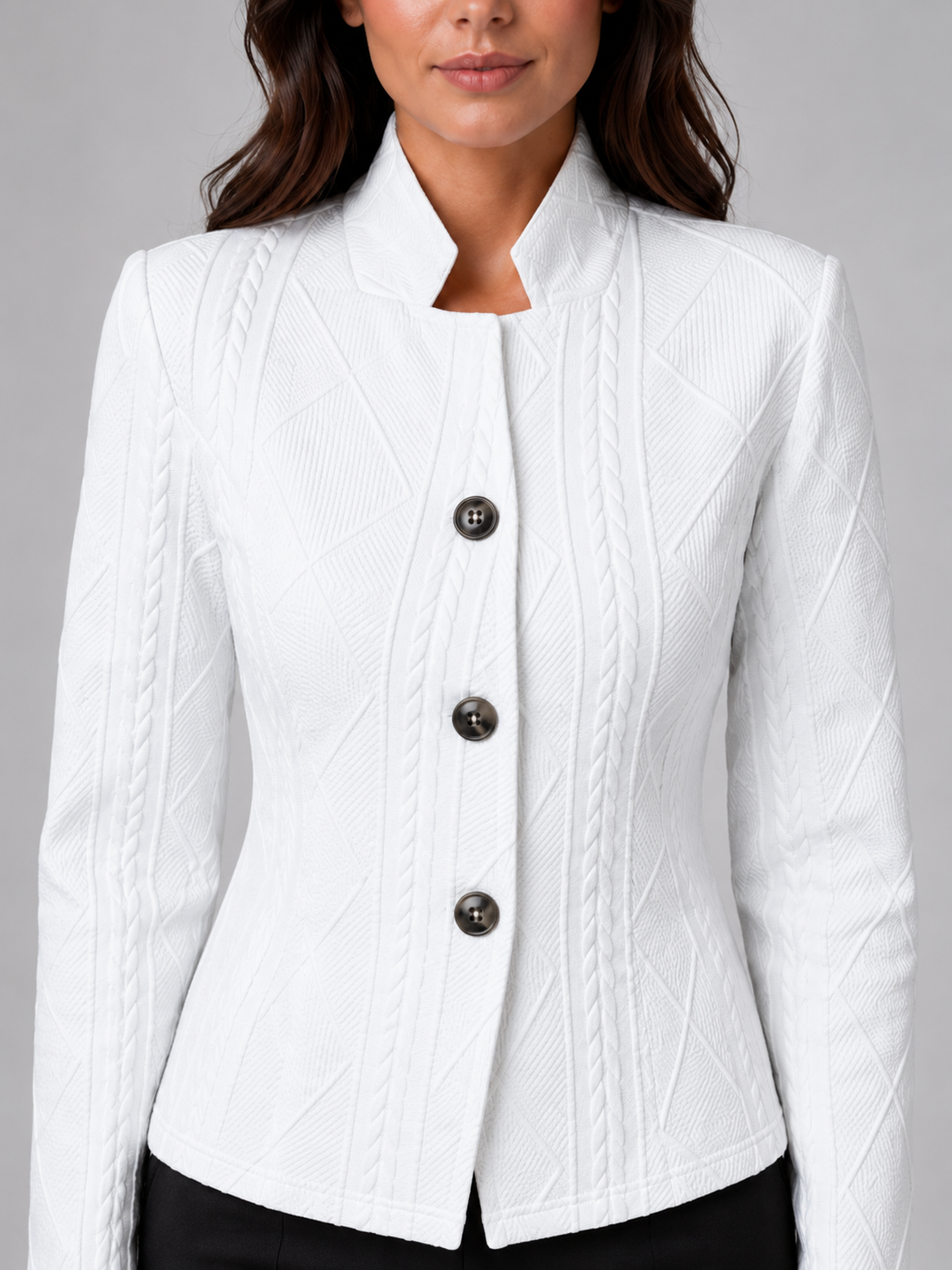 Women's Tailored Textured Structured Fit Blazer Jacket