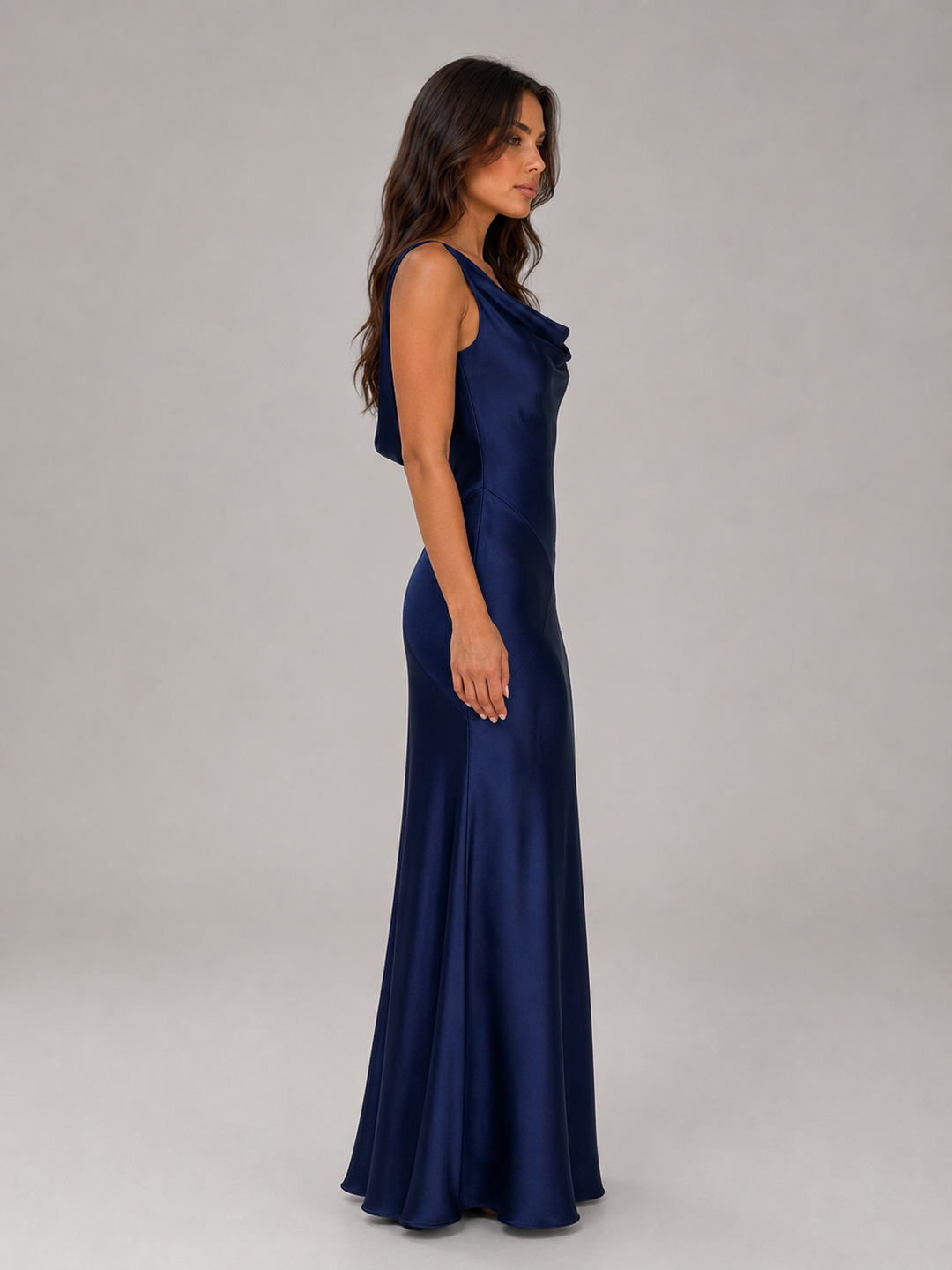 Women's Elegant Satin Feel Open Back Maxi Dress