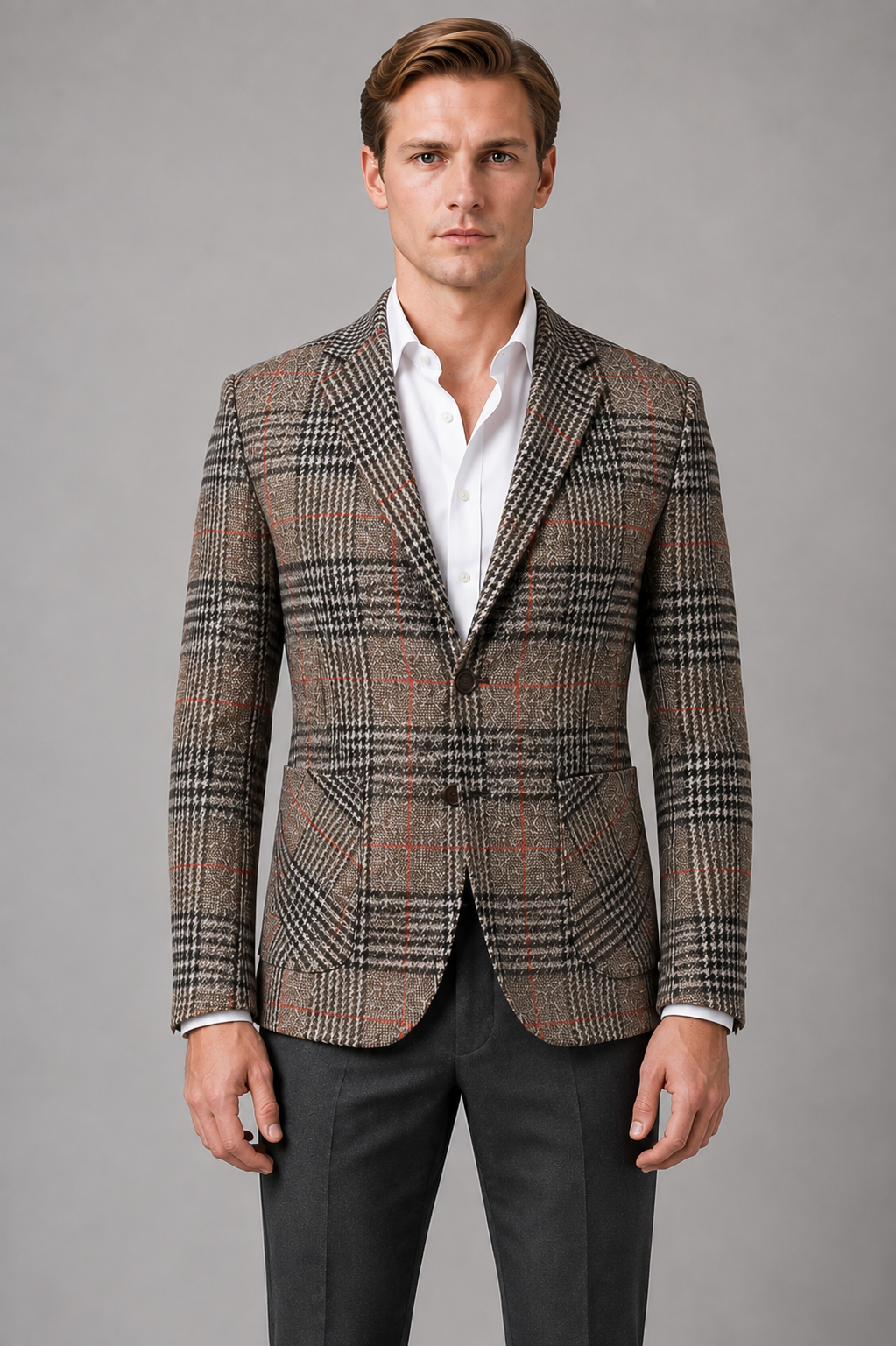 Men's Tailored Tweed Smart Casual Blazer Jacket