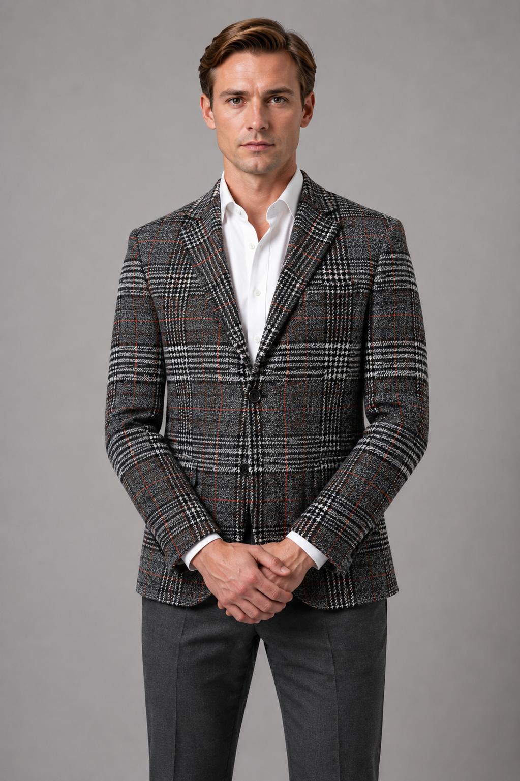 Men's Tailored Tweed Smart Casual Blazer Jacket