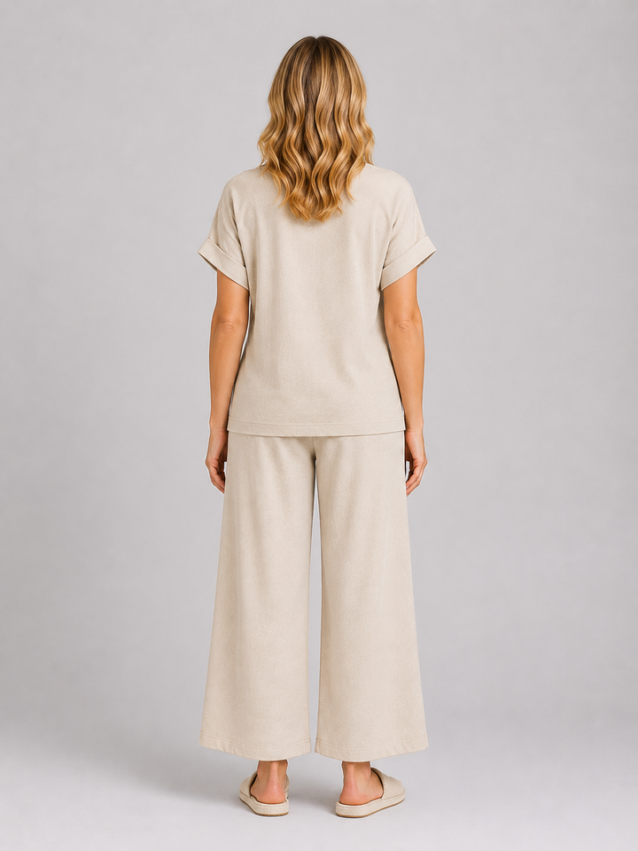 Women's Casual Crochet Detail Wide Leg Trouser Set