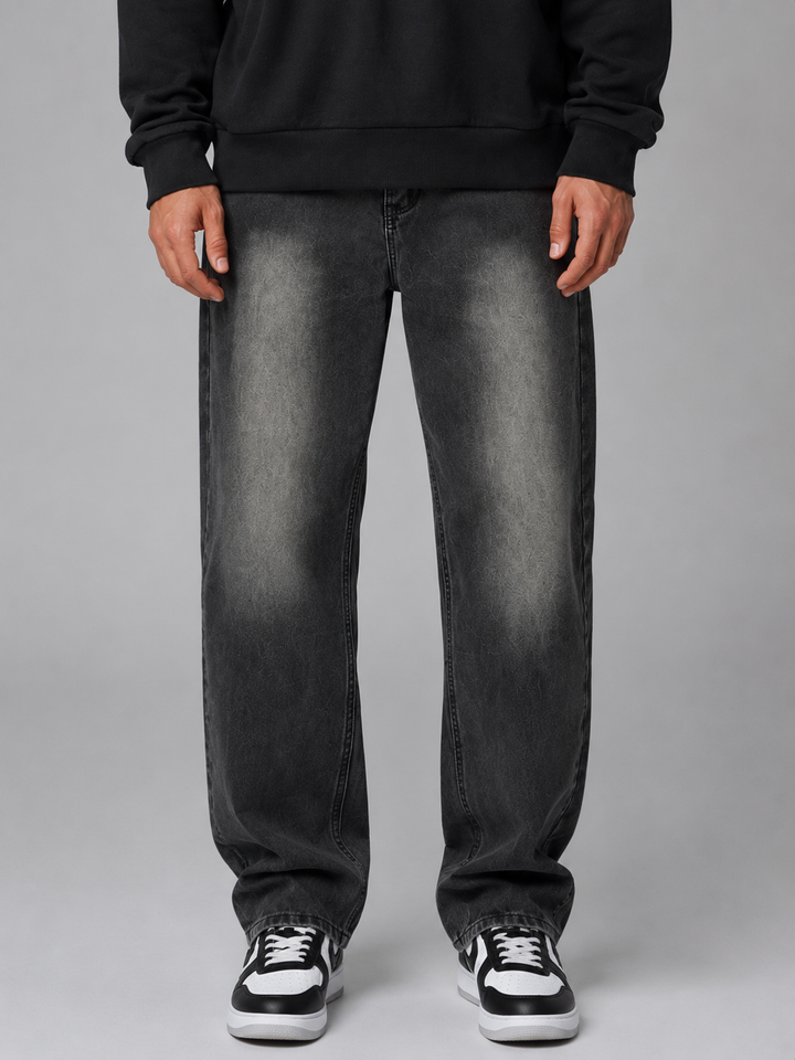 Men's Casual Vintage Washed Denim Straight Leg Jeans