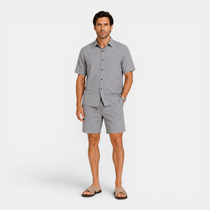 Men's Casual Linen Blend Shirt and Shorts Set
