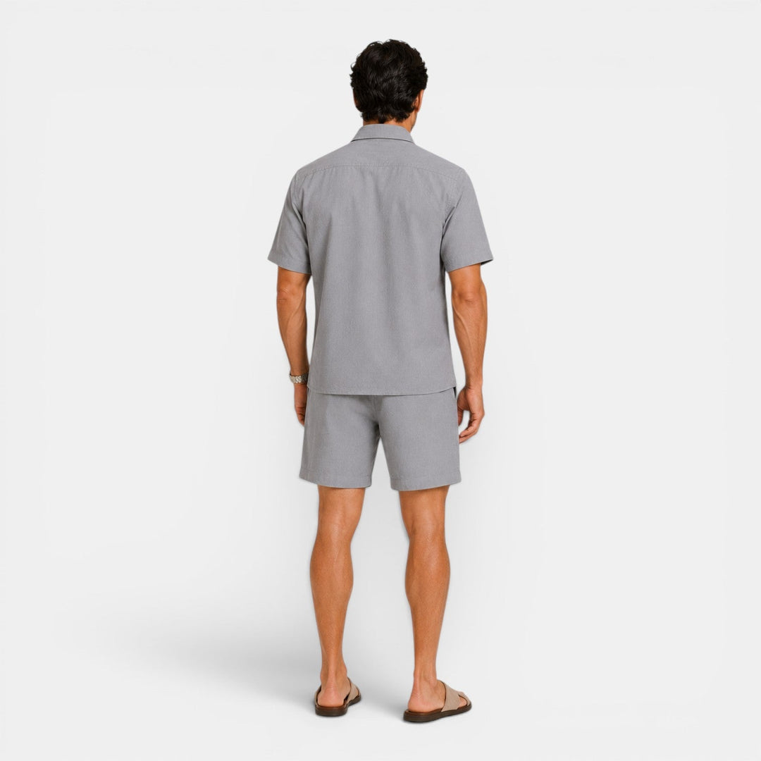 Men's Casual Linen Blend Shirt and Shorts Set