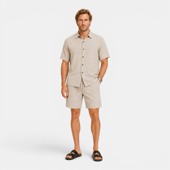 Men's Casual Linen Blend Shirt and Shorts Set