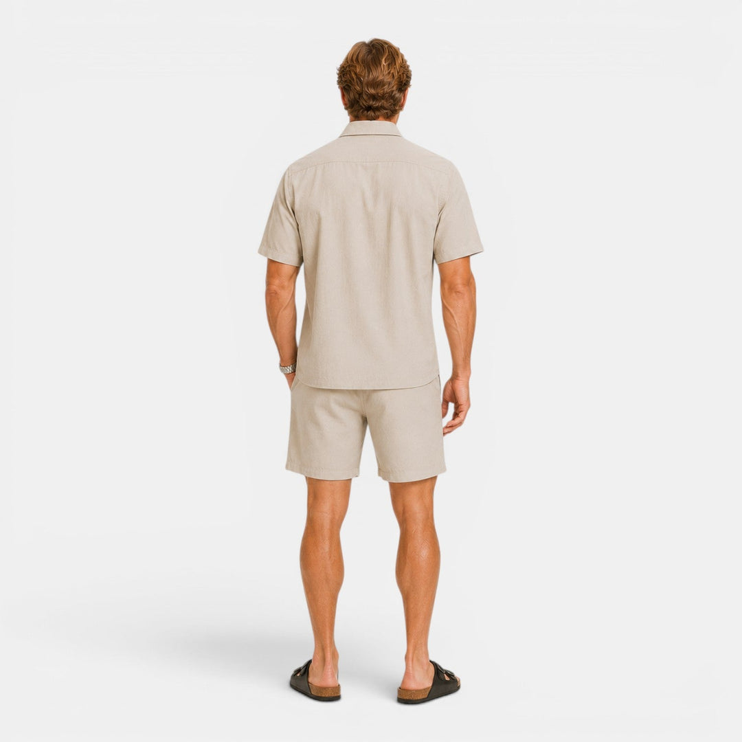 Men's Casual Linen Blend Shirt and Shorts Set
