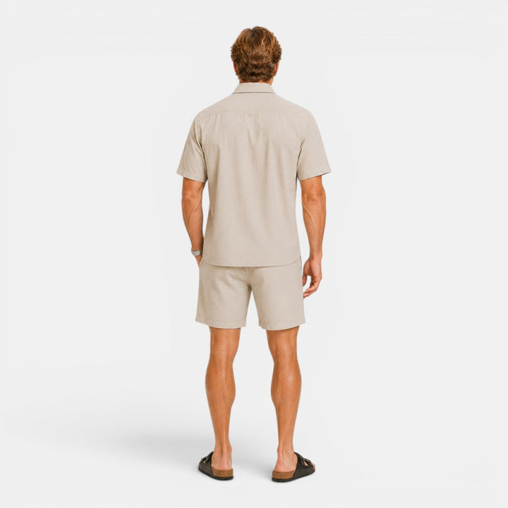 Men's Casual Linen Blend Shirt and Shorts Set