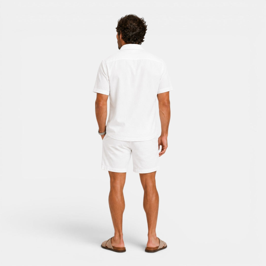 Men's Casual Linen Blend Shirt and Shorts Set