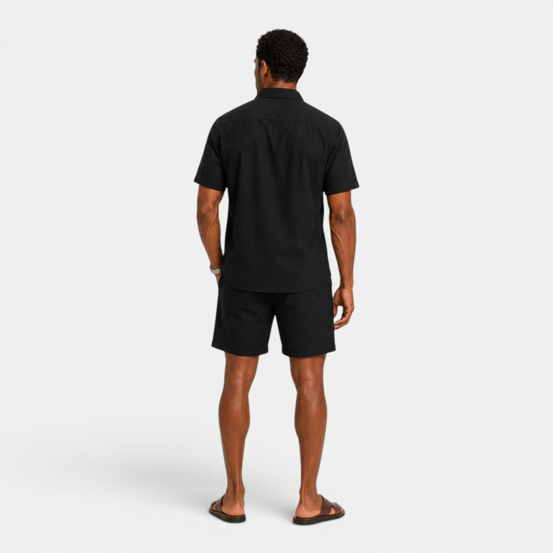 Men's Casual Linen Blend Shirt and Shorts Set