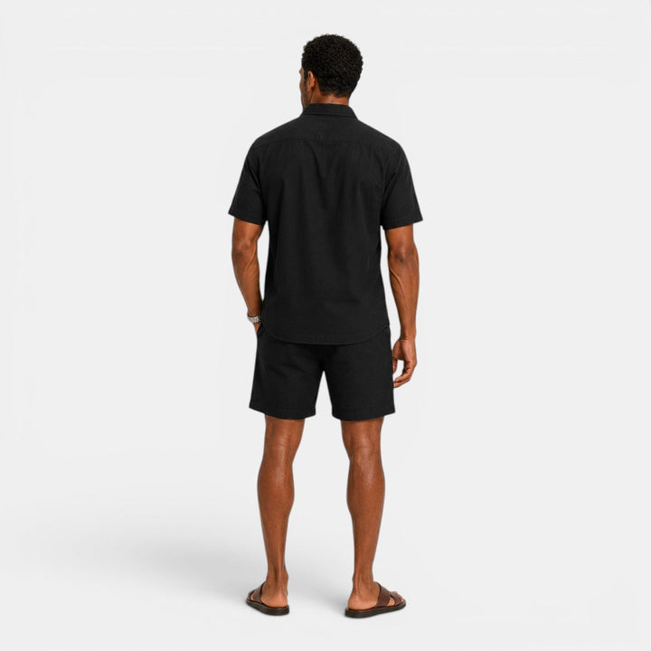 Men's Casual Linen Blend Shirt and Shorts Set