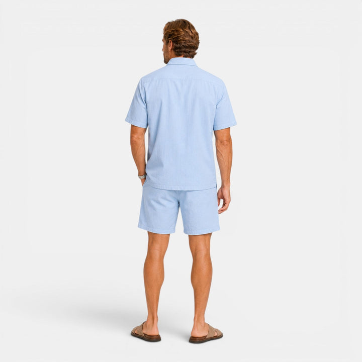 Men's Casual Linen Blend Shirt and Shorts Set