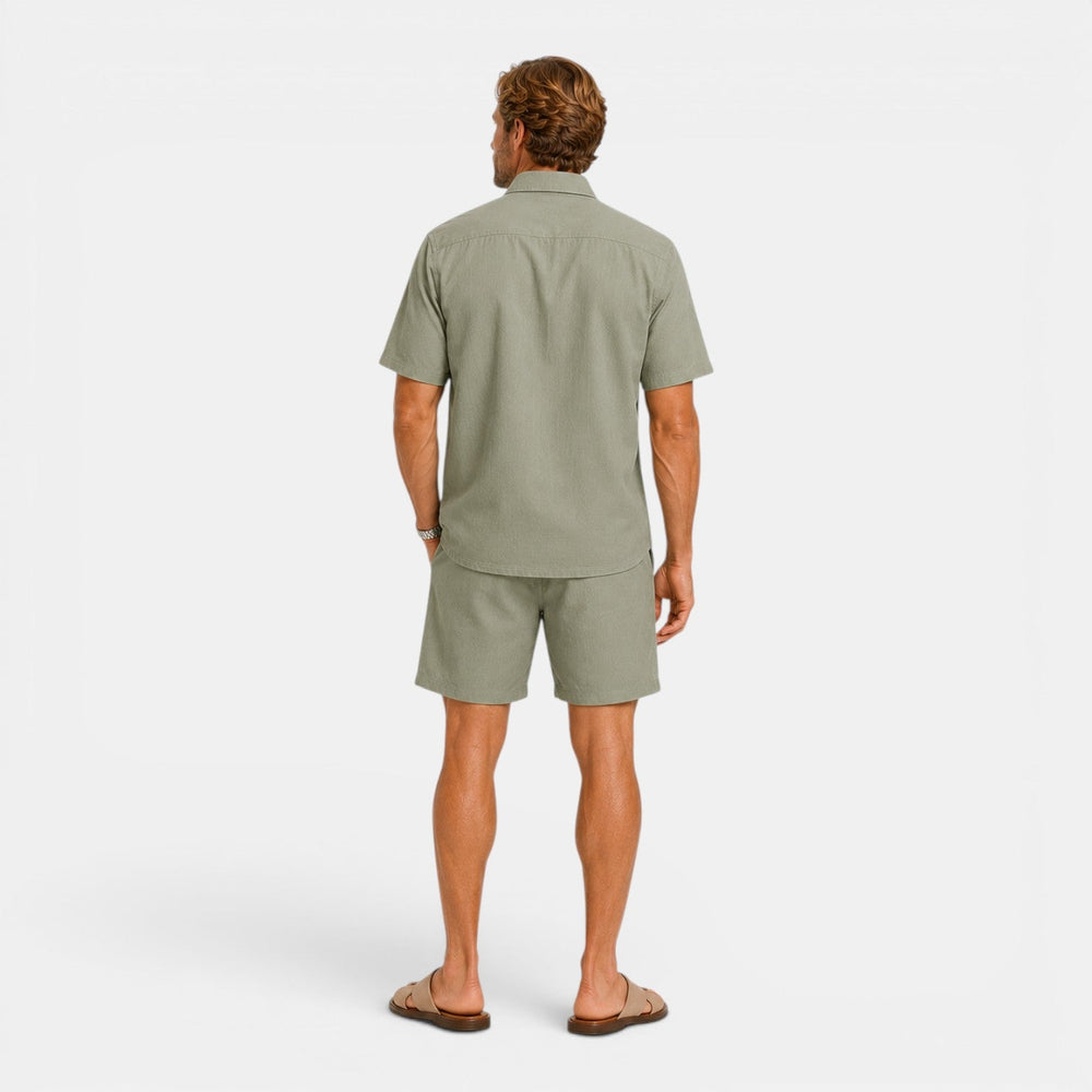 Men's Casual Linen Blend Shirt and Shorts Set