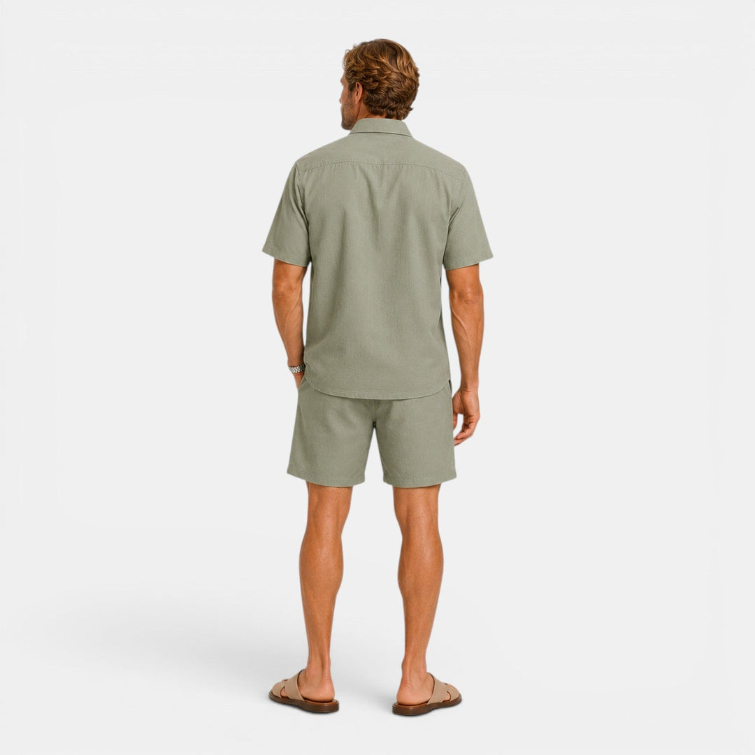Men's Casual Linen Blend Shirt and Shorts Set