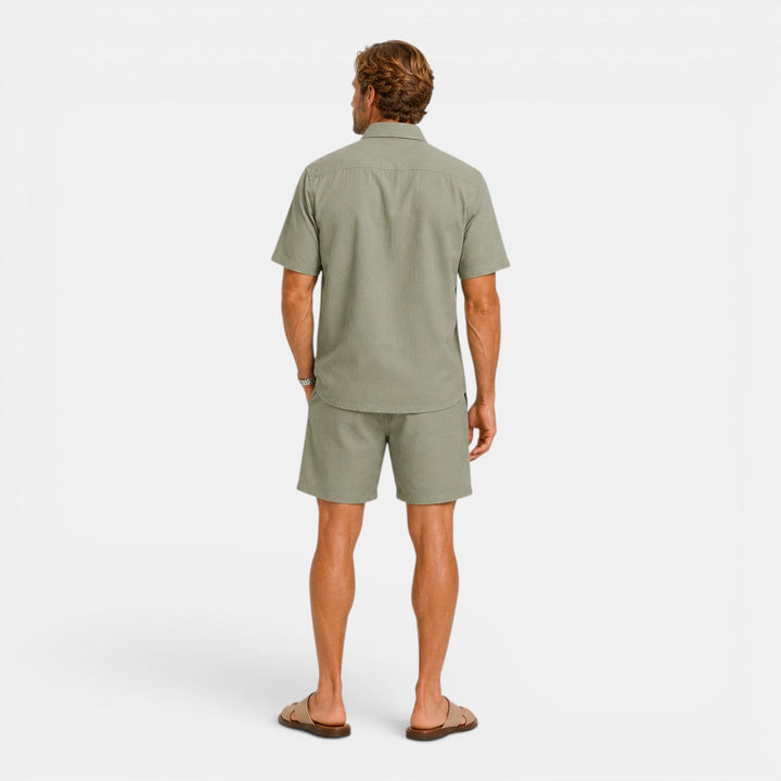 Men's Casual Linen Blend Shirt and Shorts Set