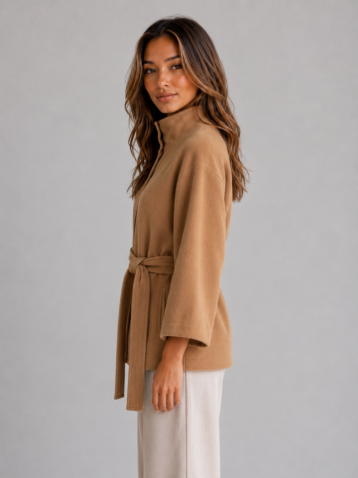 Women's Classic Wool Blend Belted Cape Jacket